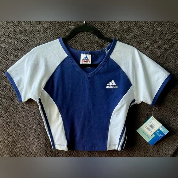 Adidas Women's Navy and White Workout Short Sleeve Tee - Picture 6 of 11